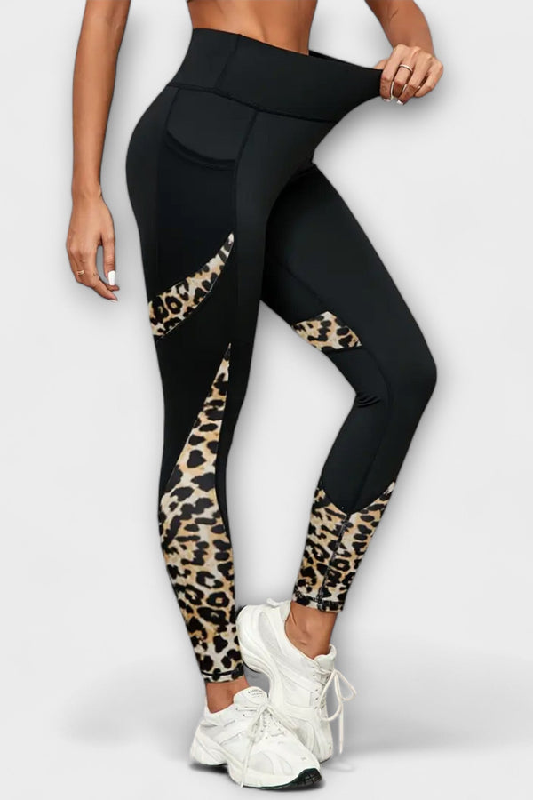 Trainingshose mit hoher Taille und Leopardenmuster