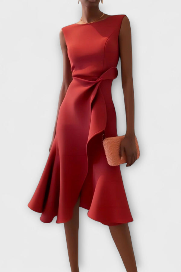 Juliette – Drapiertes asymmetrisches Midikleid