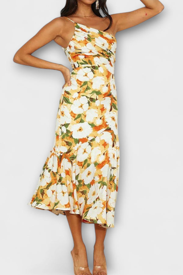 Tabea - Asymmetrisches Blumendruckkleid