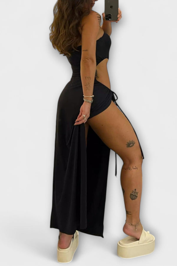 Winona - Bandeau-Tie Bodysuit-Kleid mit Seitenschlitzen