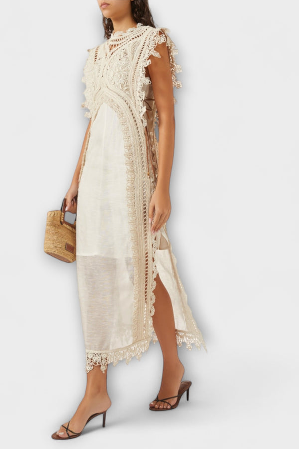 Mira - Gewebtes Hohles Organza Maxikleid