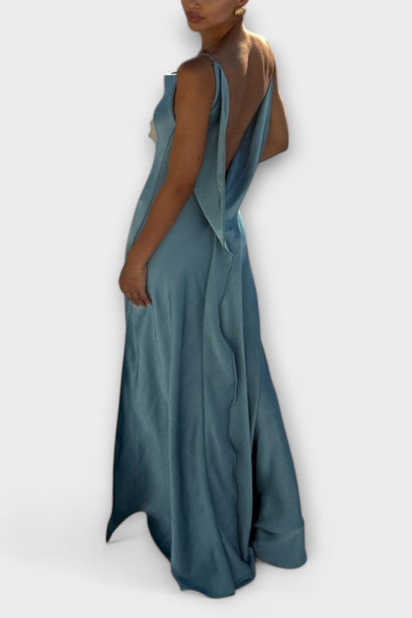 Hallie - Schickes Satin-Maxikleid mit hohem Schlitz