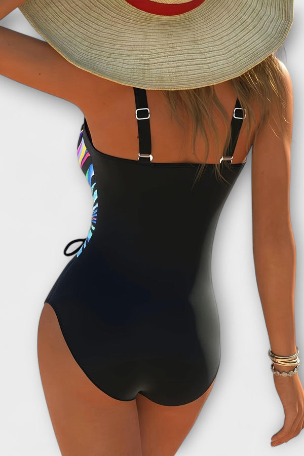 Modischer hoch elastischer Badeanzug mit gekreuztem Frontdetail