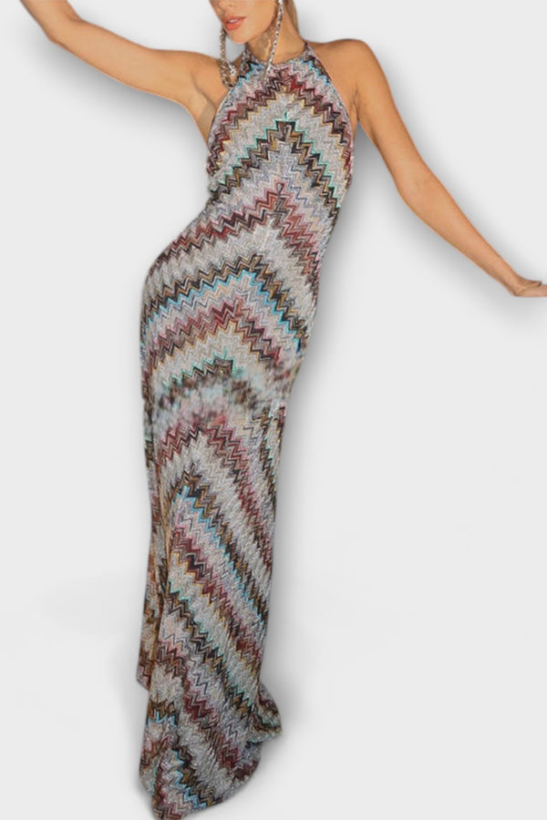 Reese - Jodie Strick Kleid mit buntem Fischgrätenmuster