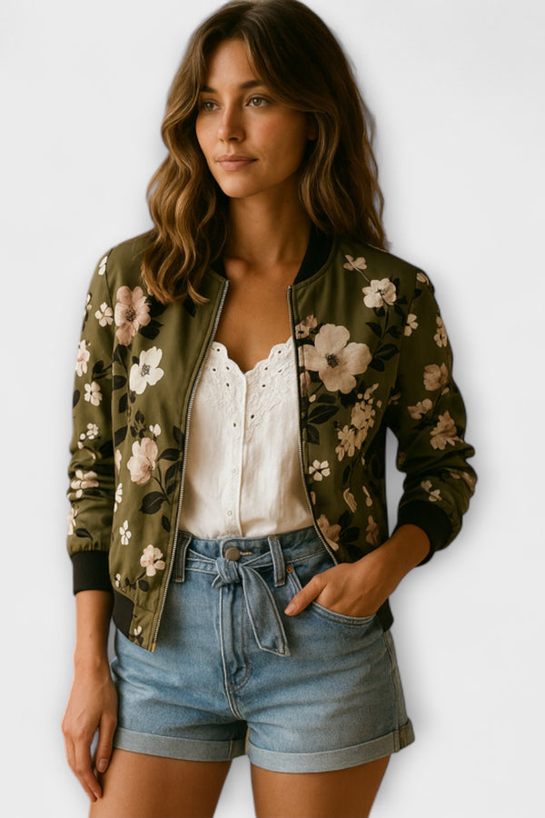 Kaelin - Stylische Bomberjacke mit Blumenmuster