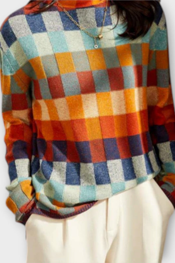 Erika - Patchwork Rollkragenpullover