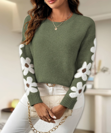 Silke - Weicher Strickpullover mit Blumendesign