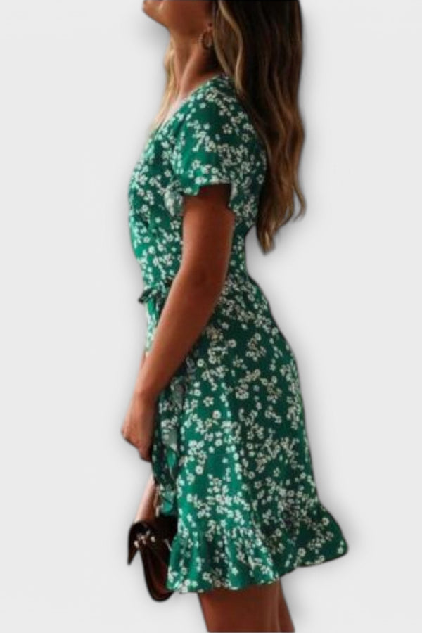 Nilsine - Kurzes Boho-Kleid in Grün