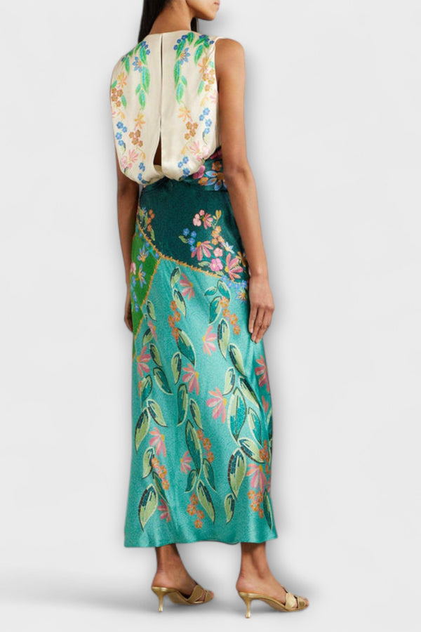 Aisling - Elegantes Verdrehte Drapierte Blumen Maxikleid