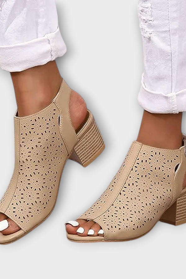 Brenda - Einfarbige klobige Absätze