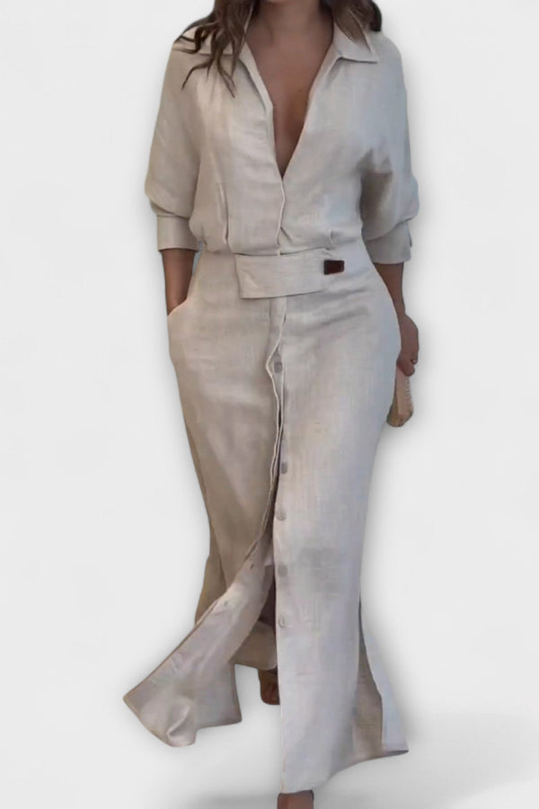 Jeanette - Maxikleid mit V-Ausschnitt