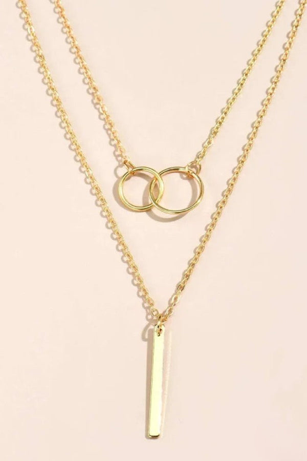 Retro Gold Double Circle Pendant Halskette