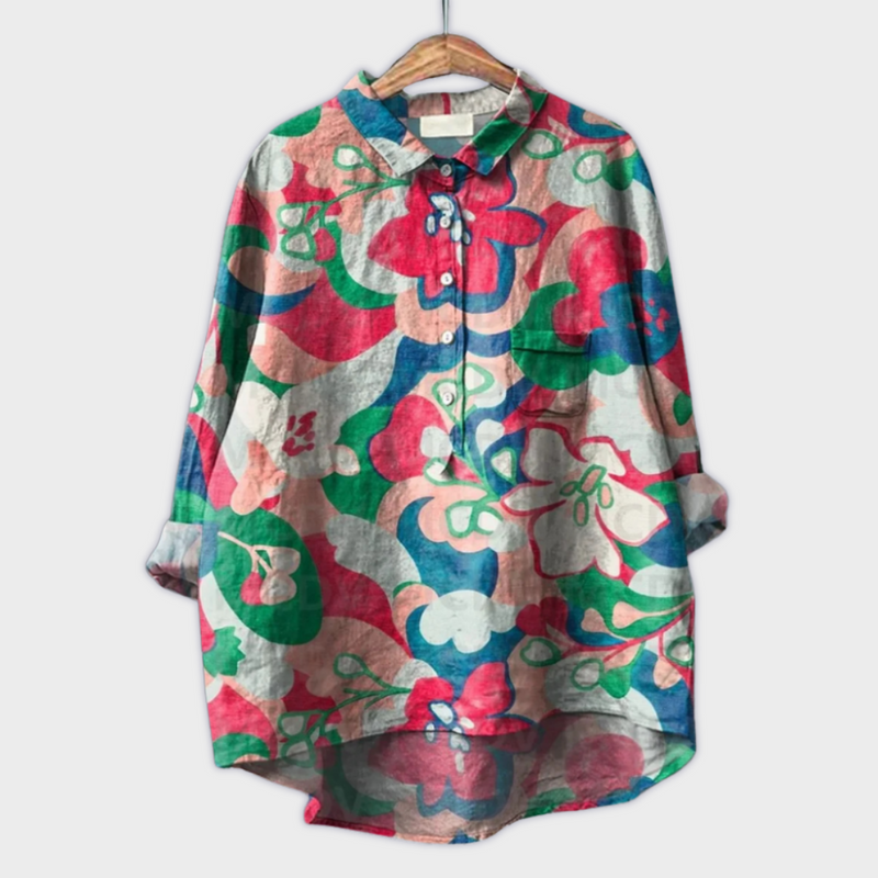 Magdalena - Handgemachte Damenbluse mit floralem Design