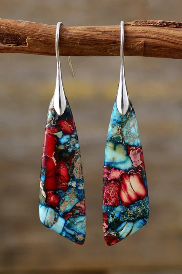 Retro Bunte Stein Ohrringe