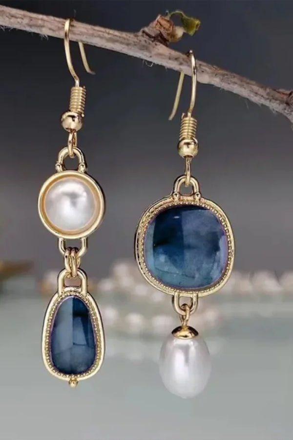 Retro Blaue Stein Ohrringe