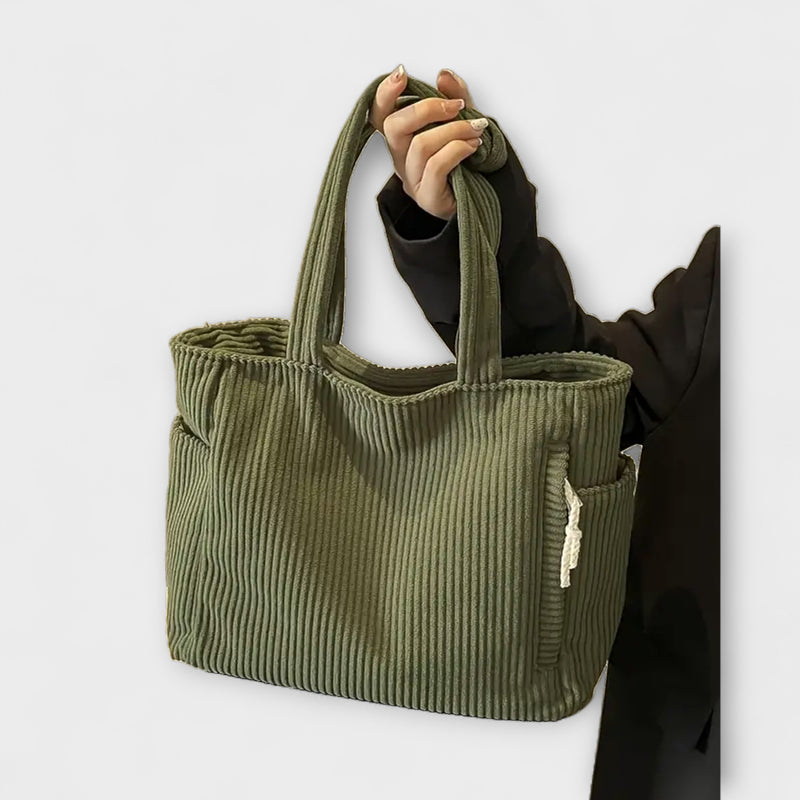 Tilda – Rippstrick-Tragetasche mit Kordelakzent