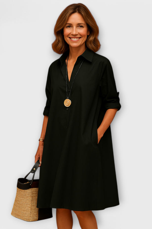 Modernes Hemdkleid mit Kragen und Dreiviertel-Ärmeln