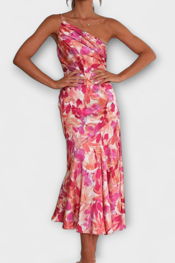 Tabea - Asymmetrisches Blumendruckkleid