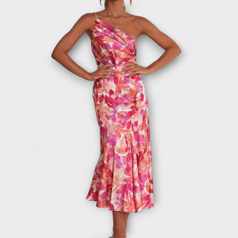 Tabea - Asymmetrisches Blumendruckkleid