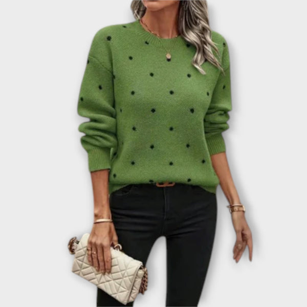 Ava – lässiger langärmliger strickpullover mit tupfenmuster