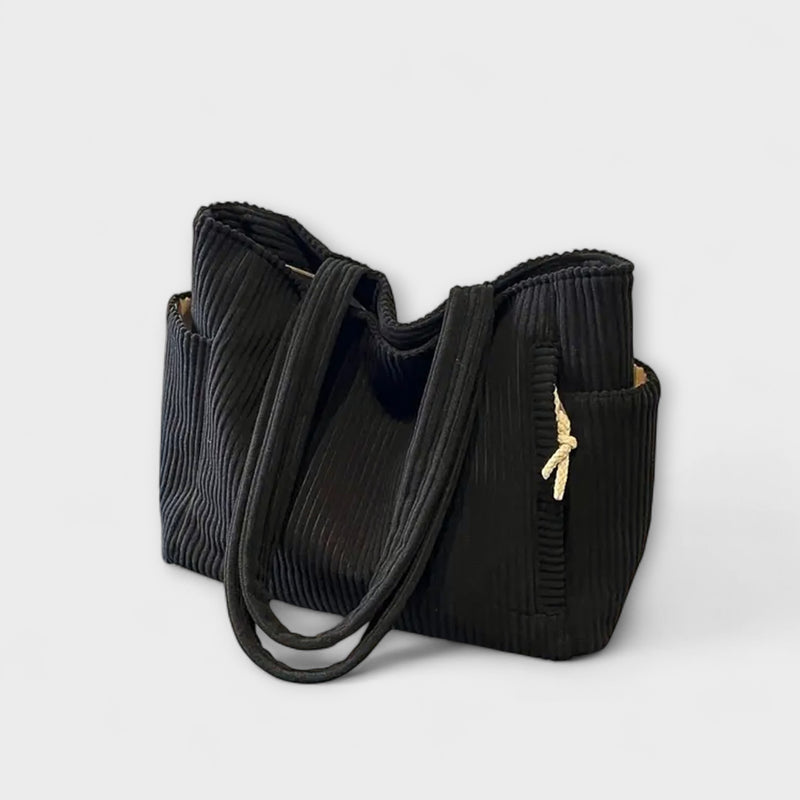 Tilda – Rippstrick-Tragetasche mit Kordelakzent