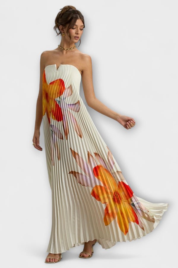Michelle - Sweetheart Maxi Kleid in Orange Floral
