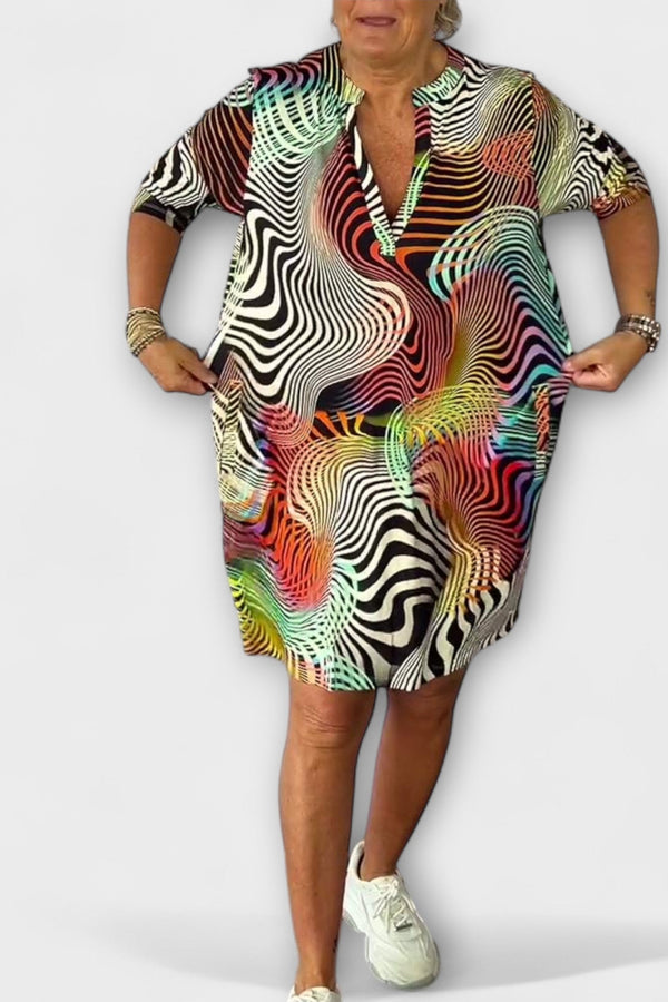 Liora - Buntes Kleid mit V-Ausschnitt