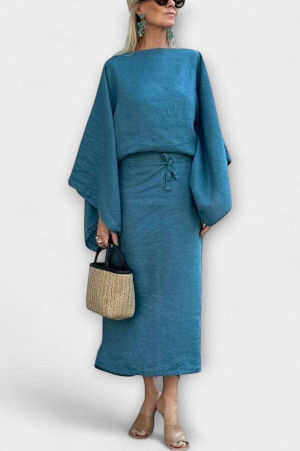 Dana - Kimono Kleid aus Leinen und Baumwolle