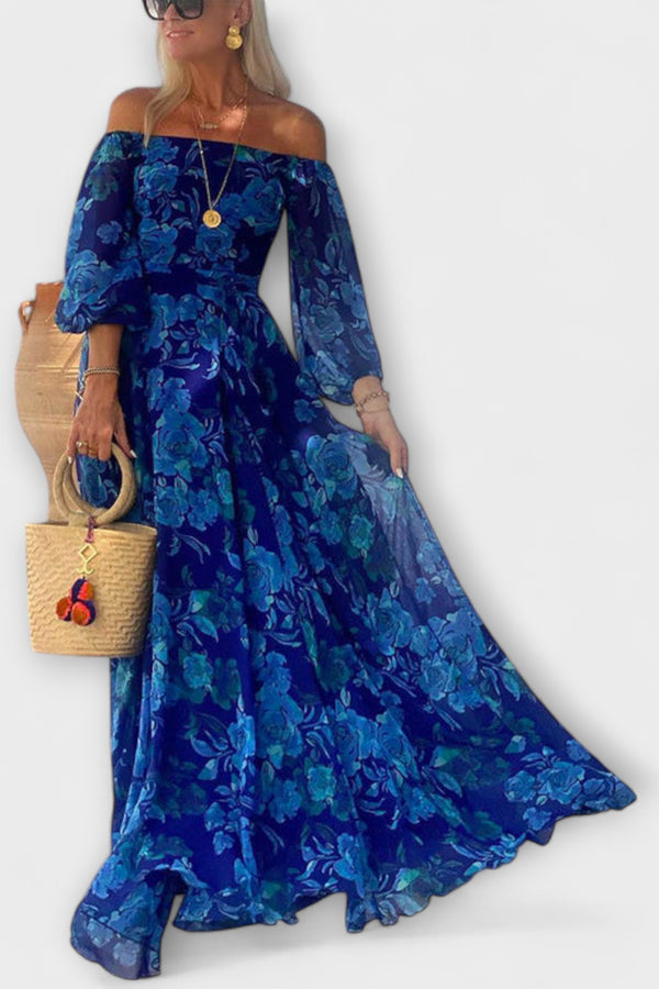 Juniper- Florales Off-Shoulder Smocked Maxikleid für den Urlaub