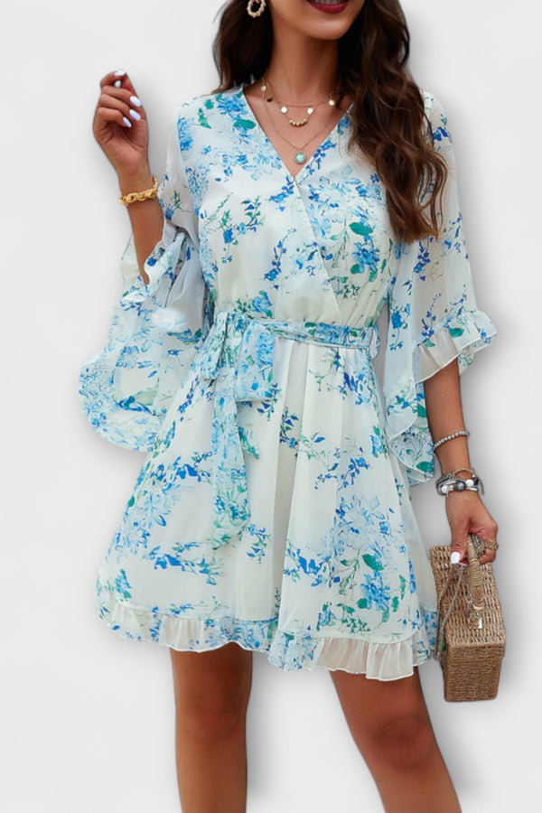Lina - Damen Midi Kleid mit Blumenmuster