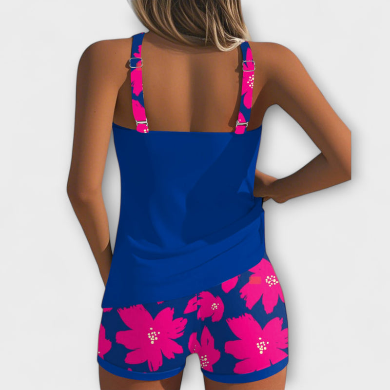 Judith - Bedruckter Ärmelloser Tankini mit U-Ausschnitt