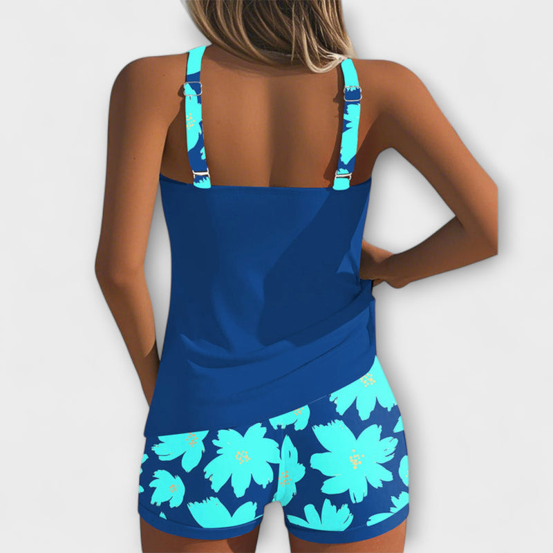 Judith - Bedruckter Ärmelloser Tankini mit U-Ausschnitt