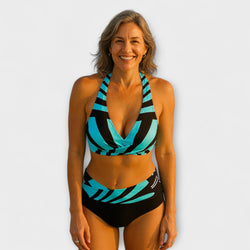 Annette - Gestreifter Zweiteiler Schwimmanzug