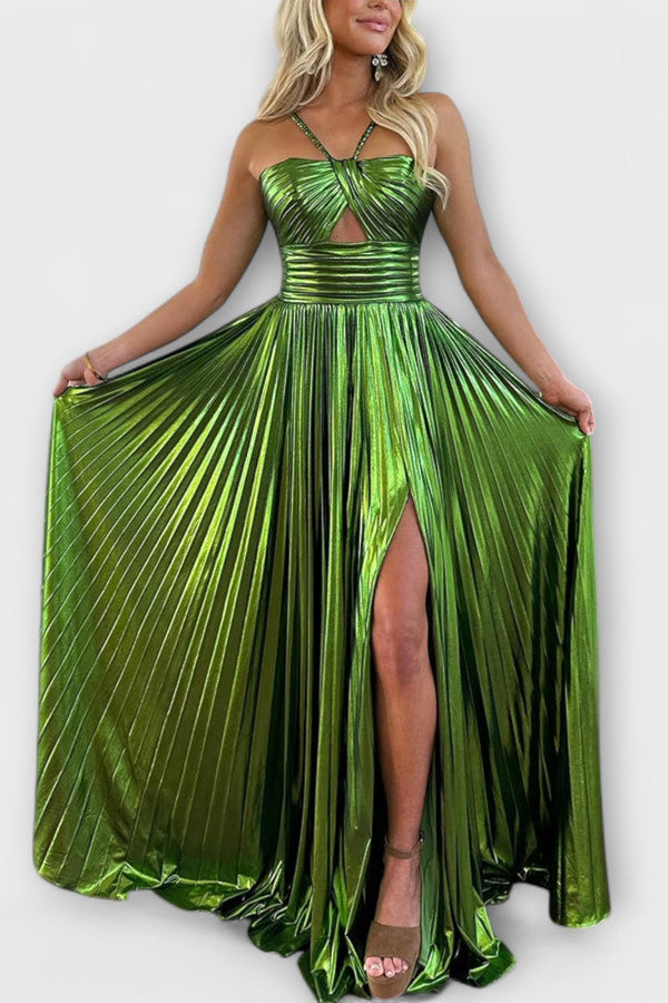 Maxikleid mit Metallic-Stoff