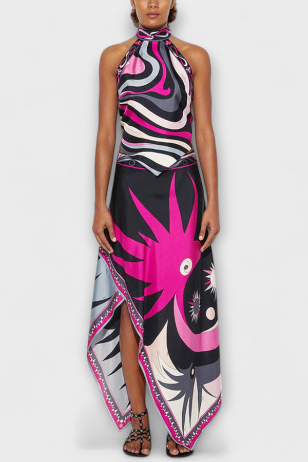 Everly - Set aus Neckholder-Top und asymmetrischem Midi-Rock
