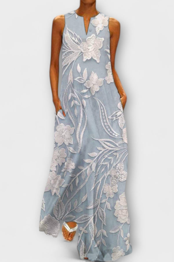 Camila – Botanisches Maxikleid Mit Print