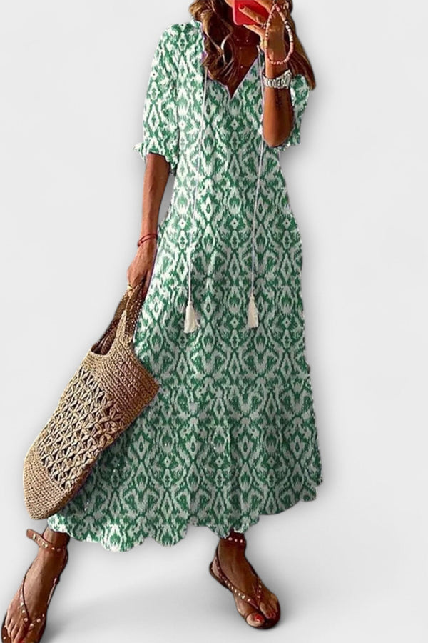 Anna – Damen Bohemian Sommerkleid mit Fließender Silhouette