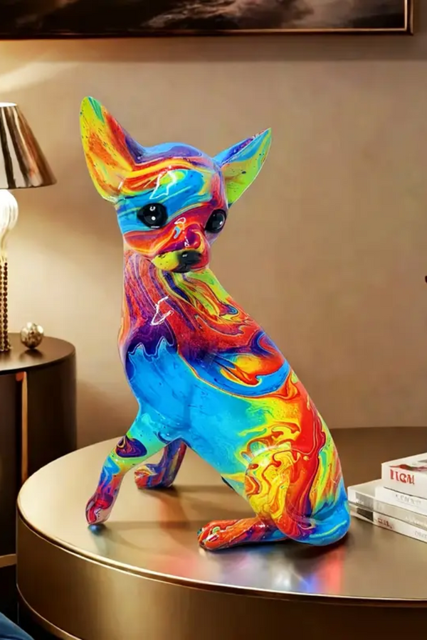 Lebendige Chihuahua Tischlampe aus Resin