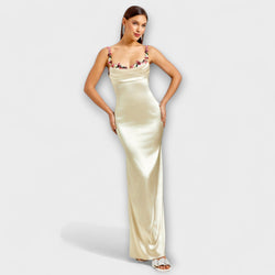 Eira - Verziertes Satin-Kleid mit Trägerschnürung im Rücken