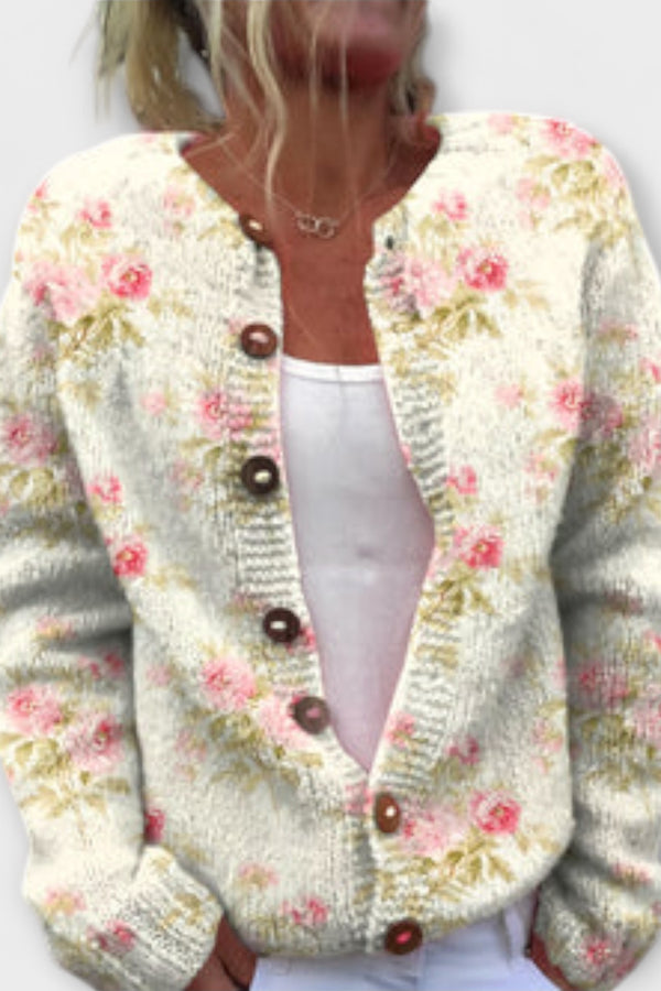 Elina – Bequemer Blumen-Print Cardigan