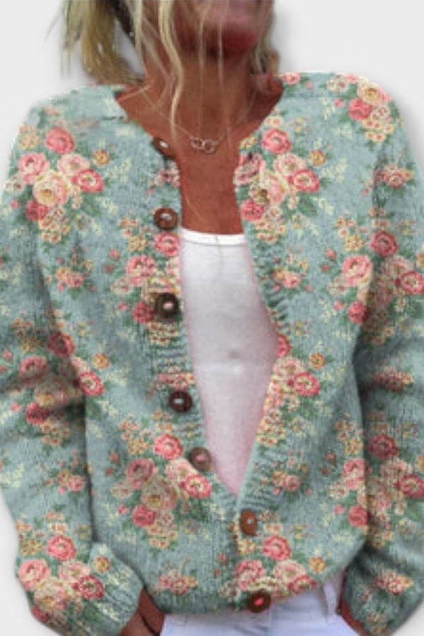 Liv – Warmer Cardigan mit Blütenprint