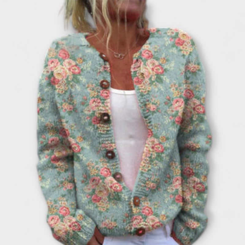 Liv – Warmer Cardigan mit Blütenprint