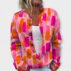 Flora – Strickcardigan mit Wiesen-Print