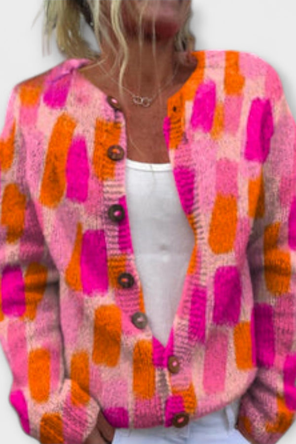 Flora – Strickcardigan mit Wiesen-Print
