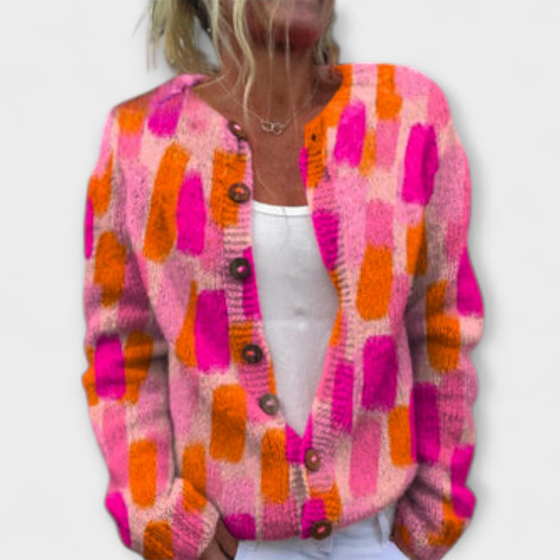 Flora – Strickcardigan mit Wiesen-Print