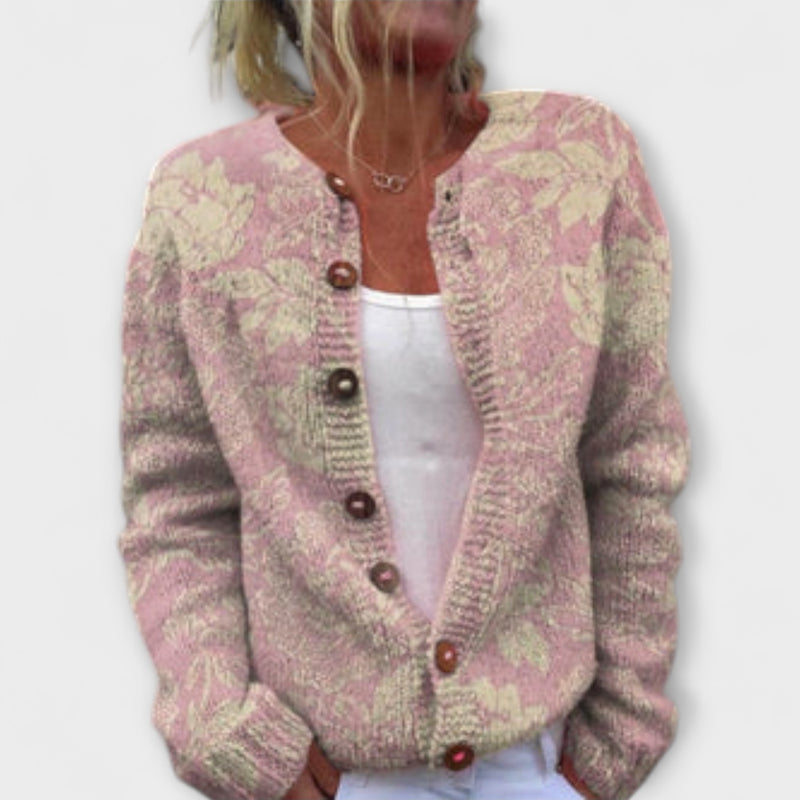 Sola – Warmer Cardigan im Flower-Look