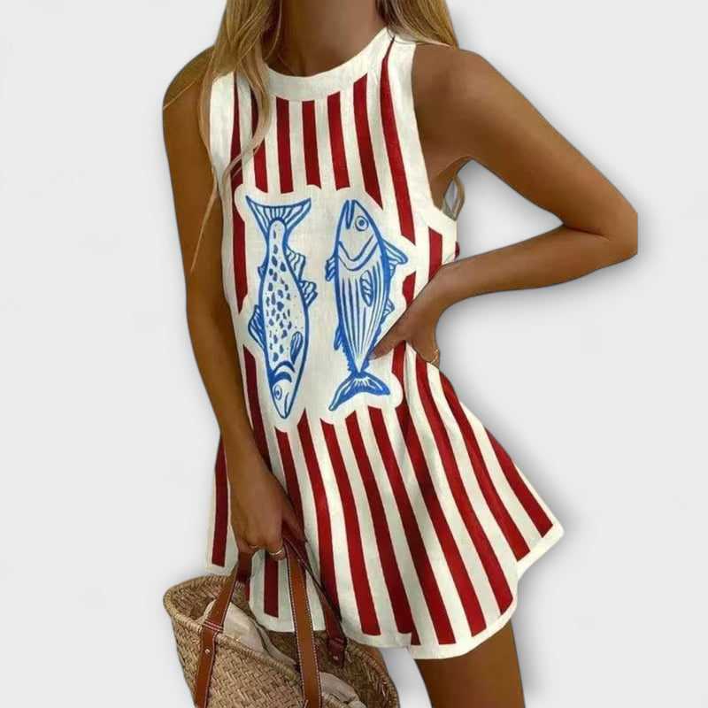 Delara – Mini Kleid mit Fischmuster