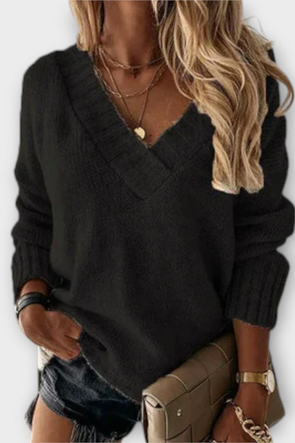 Jane - Kuscheliger V-Schnitt Pullover