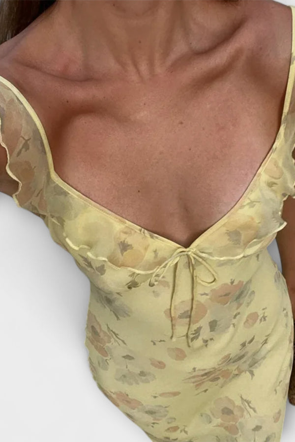 Kryptografisches Floralprint Plunge Maxi Kleid