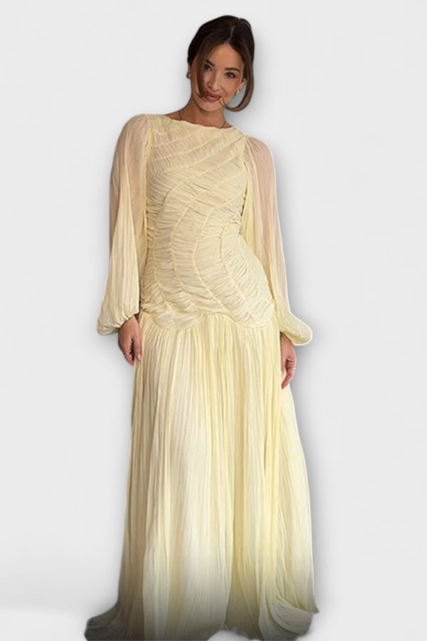 Elegantes Plissiertes Langarmkleid